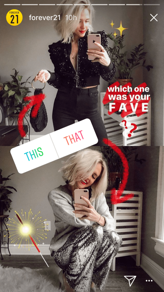 Forever21 Instagram Story poll