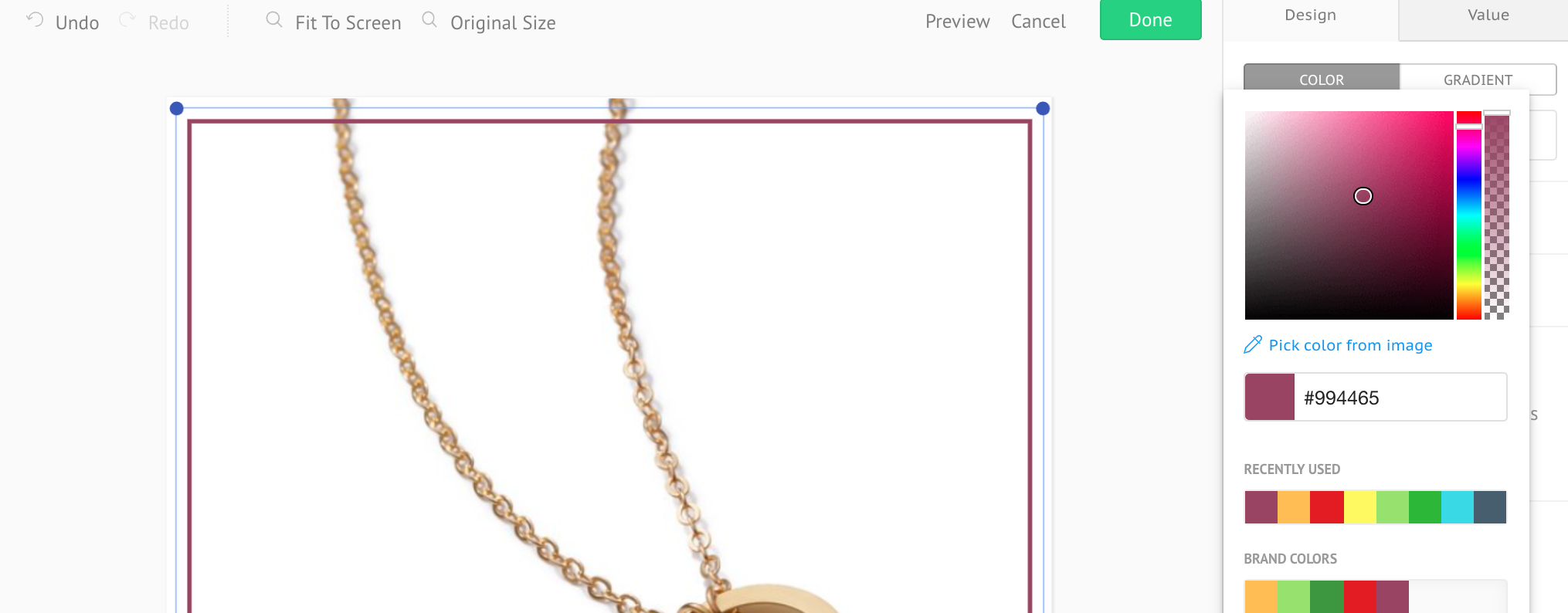 Socioh's Designer: Choose and save your brand colors