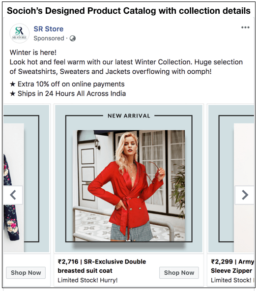 Socioh's Designed Product Catalog with collection details