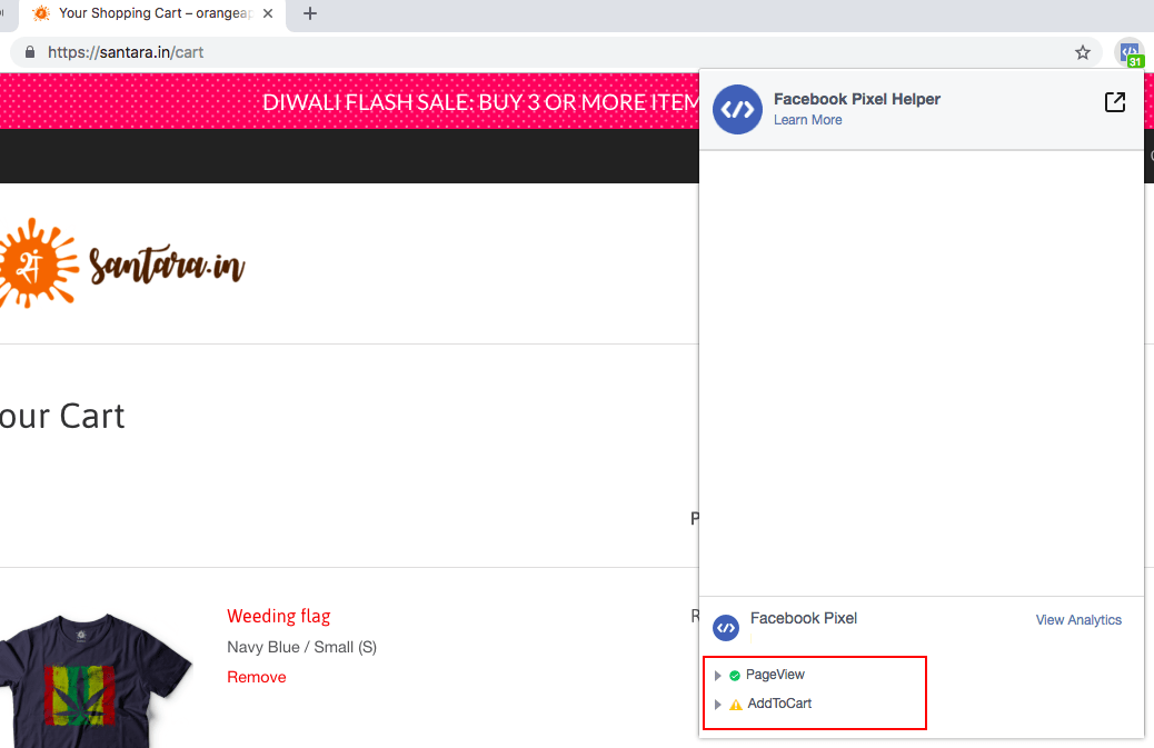 Add to cart data on the FB pixel
