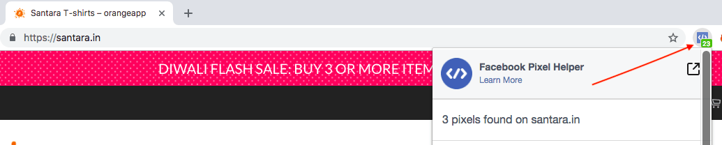 The Facebook Pixel helper tool