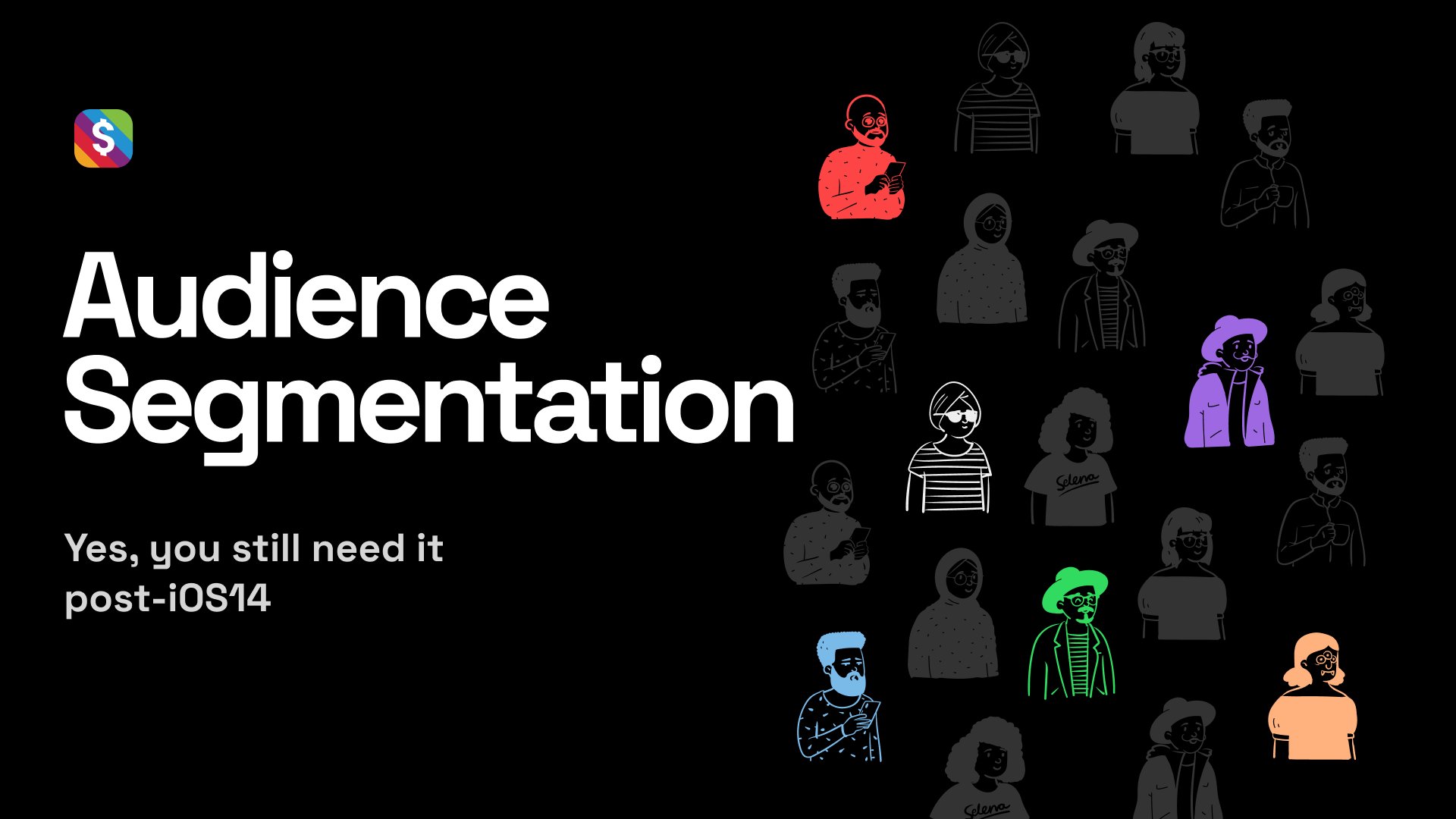 Blog banner with black background and graphics of audiences with the title