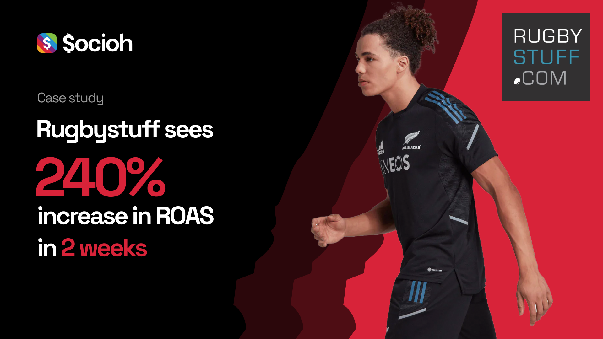 Blog header with an image of a rugby player and the title