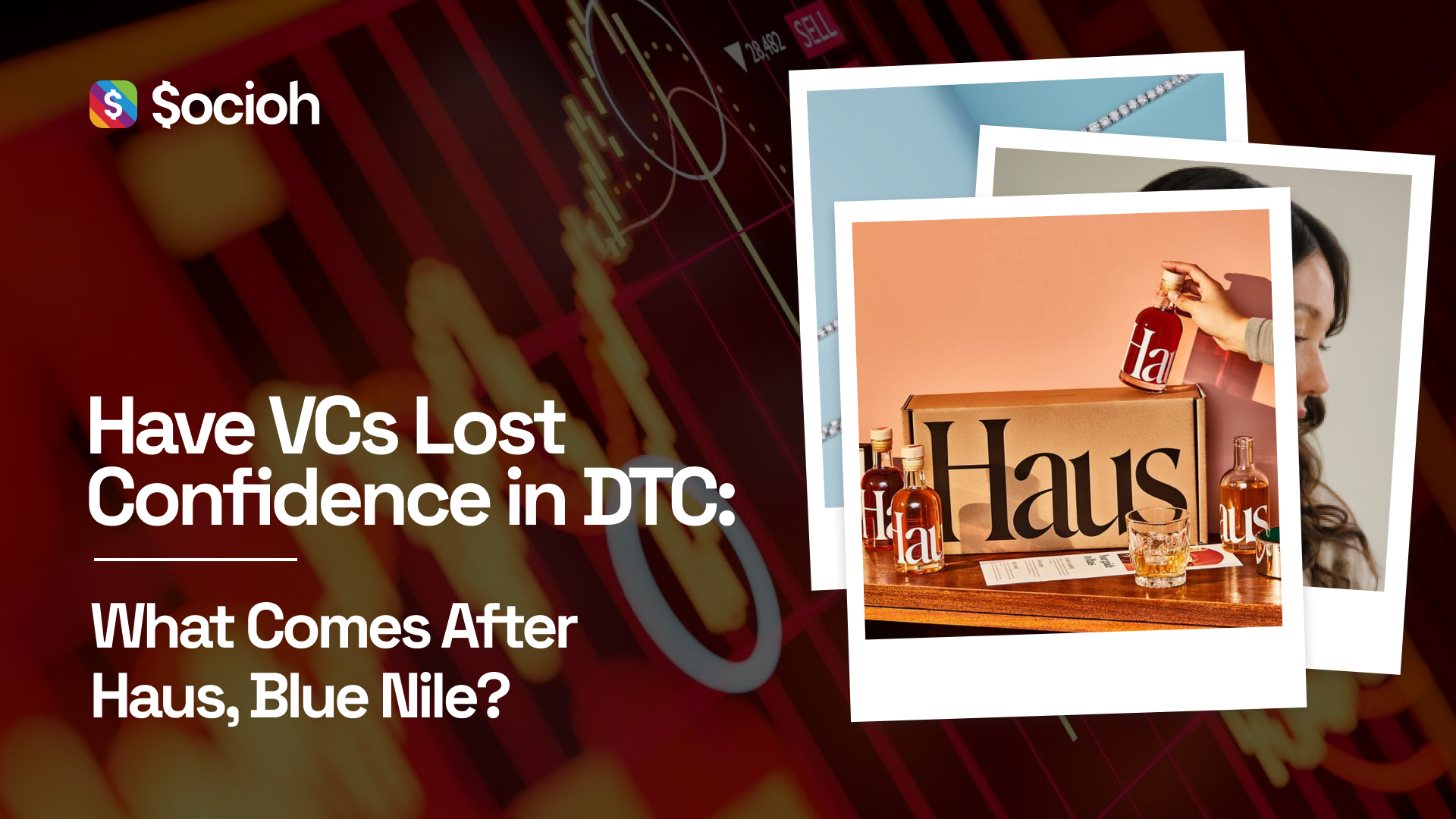 A blog banner in dark red with product shots from Haus and other brands and the title